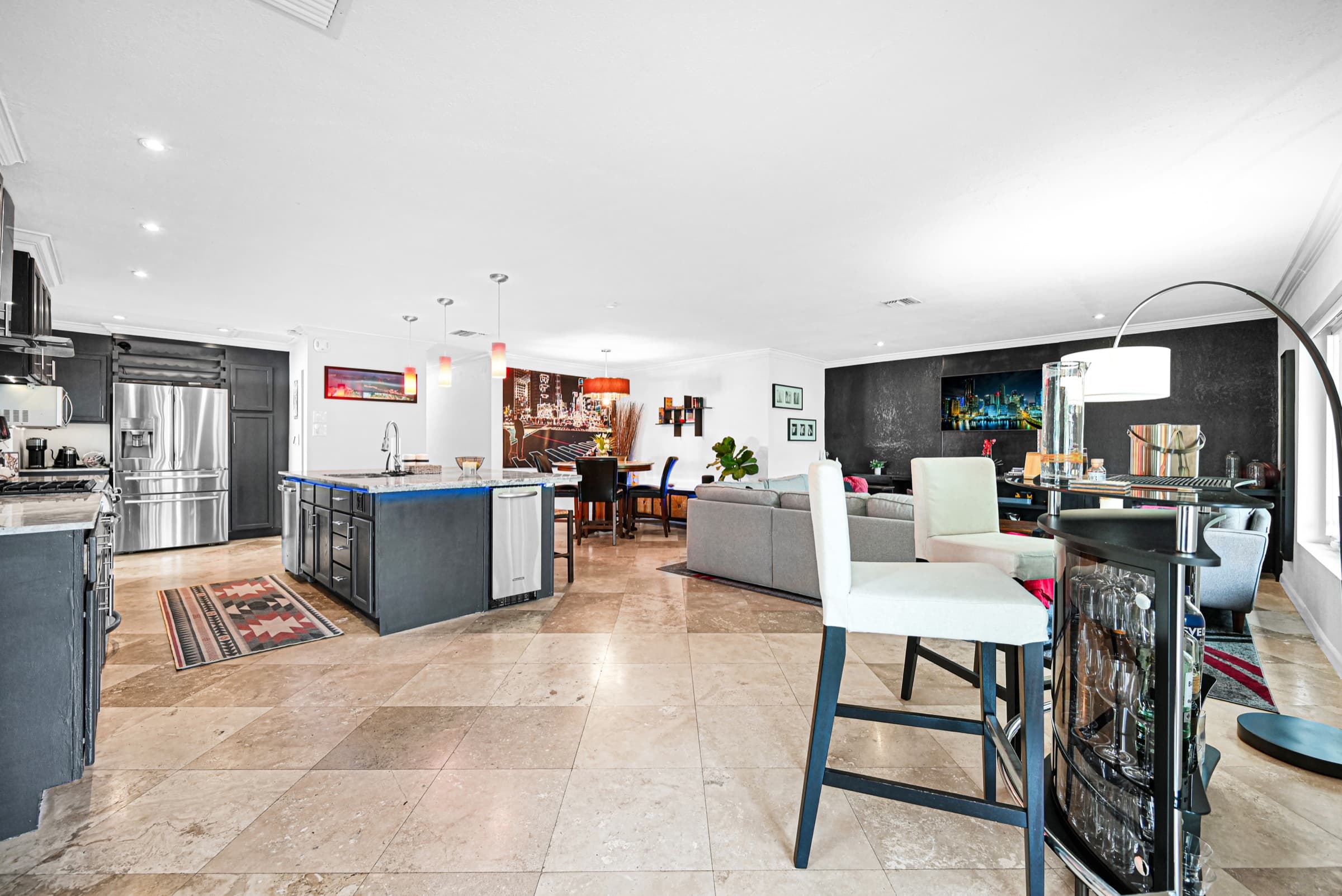 Open kitchen and living room in Thiago Queiroz's Wilton Manors purchase